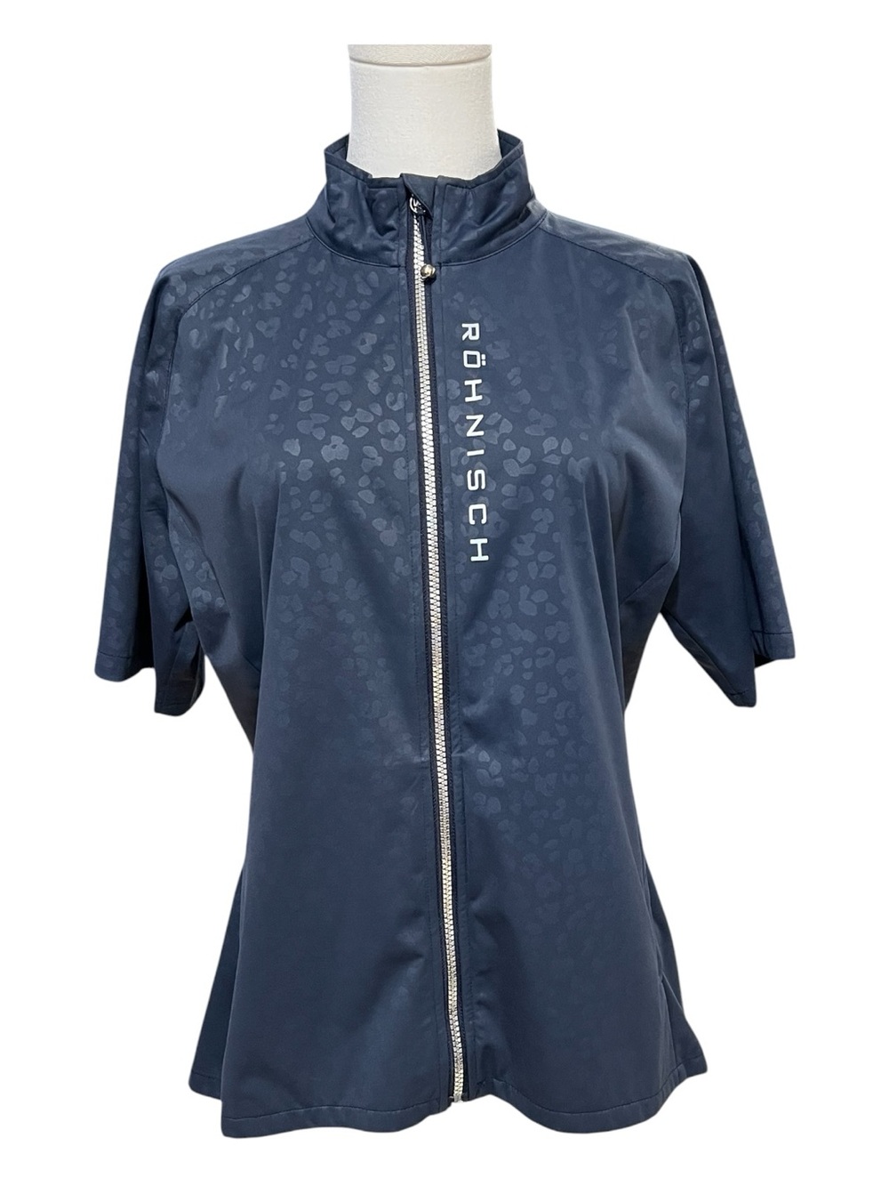EUC+ Rohnisch Blue Camo Print Short Sleeve Golf Jacket | Size Medium